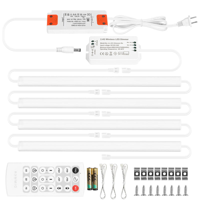 Litever Under Cabinet Lights Plug in. Slim. Super Bright. 21W. Dimmable. 1 Remote Controls Multiple Lighting Kits Synchronously. Perfect for Kitchen Under Cabinets, Over Counter Lights.Daylight 5000K. Daylight 5000K