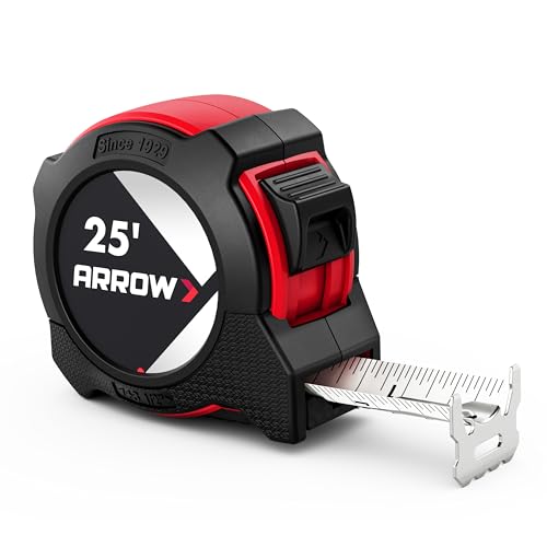 Arrow 25FT Tape Measure, Easy Read Measuring Tape with Dual Locking System 1