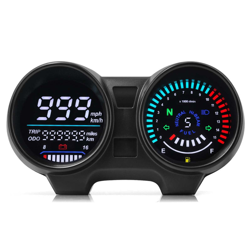MH Motorcycle Speedometer Tachometer MPH/KM Digital Speed Gauge Odometer Fuel Indicator 5 Gear 15000r/min for Brazil TITAN150 CG150 Honda CG150 2004-2009 Fan150 Suzuki GN 125