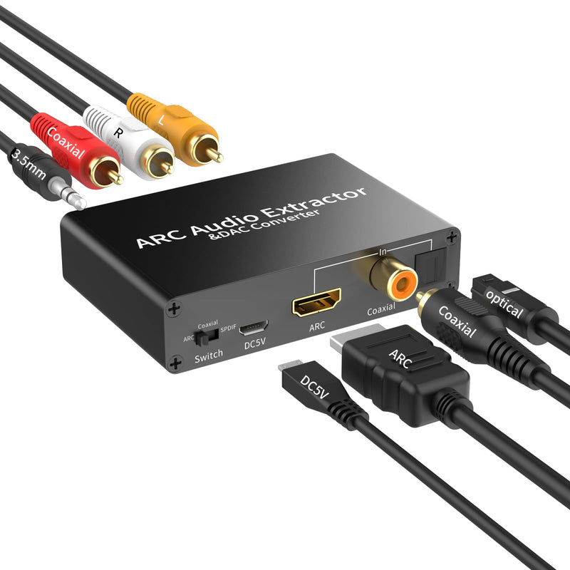  [AUSTRALIA] - HDMI ARC Audio Extractor, 192KHz DAC Audio Converter, Digital to Analog Converter for PS3 PS4 HDTV DVD Home Cinema Systems, HDMI ARC/Optical/Coaxial Input, SPDIF/Optical/RCA/3.5mm Stereo Output