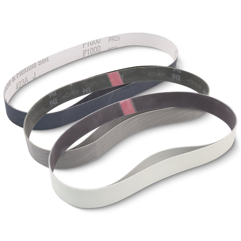 6 Pack 1x30 Sanding Belts for Knife Sharpening, 2 Each of 1000 2500 and 5000 Ultra Fine Grits, Compatible with 1 x 30 Inch Belt Sanders, 1x30 Grinding Belts for Knife Polishing Metalworking 1000,2500,5000 Grit