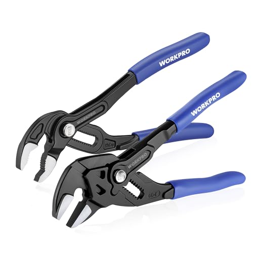 WORKPRO 2 PCS 7-Inch Pliers Wrench & Groove Joint Pliers Set, Quick Adjust 7 inch & 7 inch
