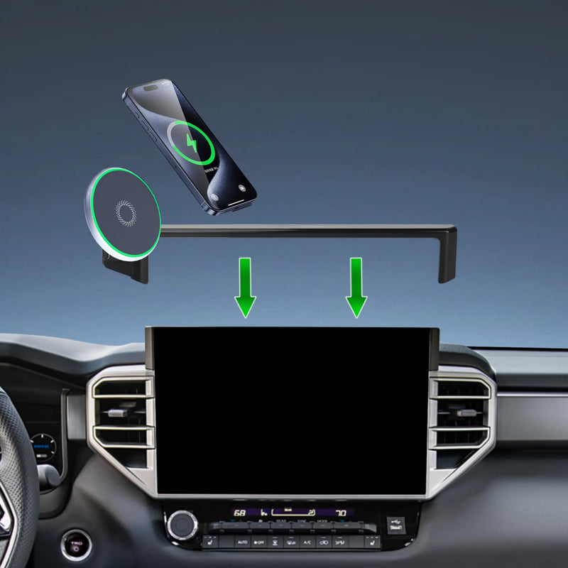 Car Phone Holder for 2022-2026 Toyota Tundra/2023-2026 Sequoia Accessories | Limited/Platinum 14" Screen MagSafe Strong Magnetic 15W Fast Wireless Charger Cell Phone Mount,Not Affect Vent,360° Rotatable