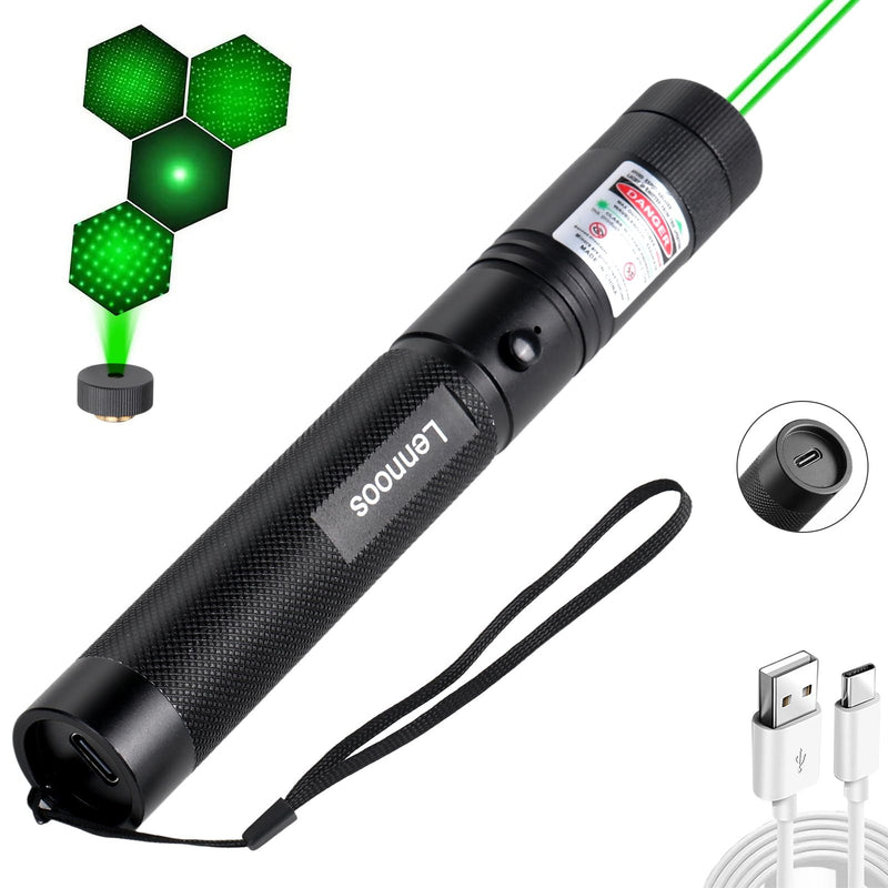 USB-C Rechargeable Green Laser Pointer - Advanced Long-Range Laser Pointer High Power with Star Cap for Astronomy, Construction, Presentations, and Outdoor Adventures