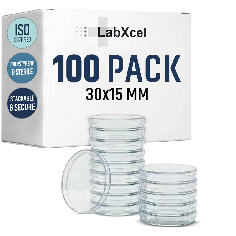 100 Pack Small Petri Dishes with Lids 30x15 mm Clear Plastic Dishes Vented Transparent Polystyrene Sample Containers for Classroom Educational Activities and General Laboratory Use 30x15 mm with Vents 100