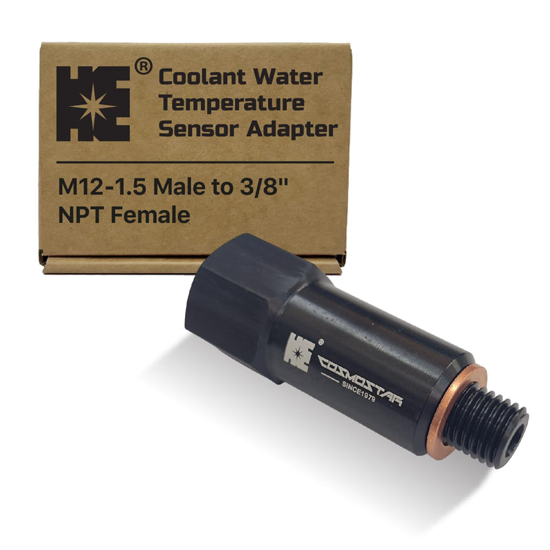 Cosmostar Coolant Water Temperature Sensor Adapter – M12-1.5 Male to 3/8" NPT Female, 1.7" Extended Length, Aluminum Alloy, Compatible with GM LS Engines LSX LS1 LS3 LS2 LM4 LM7 L76 LQ9 LR4 LS6 L92