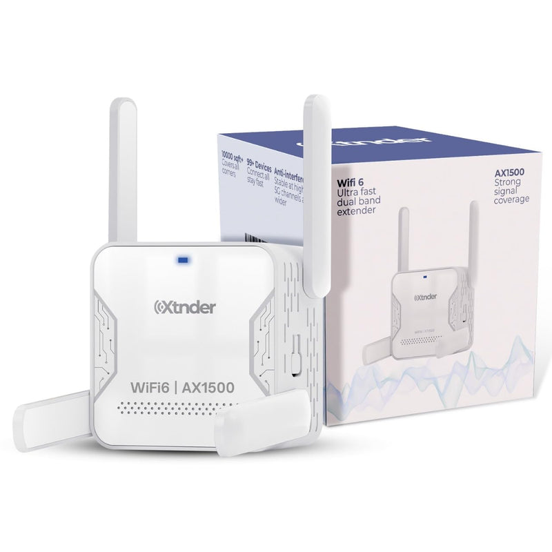 2025 AX1500 WiFi Extender Signal Booster Long Range, Covers 13,000 Sq.Ft & 100+ Devices, 1500Mbps Dual-Band 5.8GHz & 2.4GHz WiFi Extender with Ethernet Port, No Dead Zones & Lag, Secure WiFi Booster