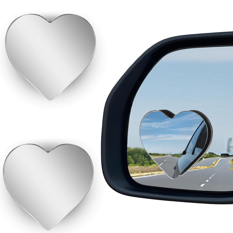 2Pcs Cars Heart Shaped Blind Spot Mirrors Car Side Mirror Blindspot Adjustabe Angle Removable Wide Angle Convex RearView Mirror for Enhanced Safety Universal Fit Stick, Car Accessories for Cars Suvs Heart-2Pcs