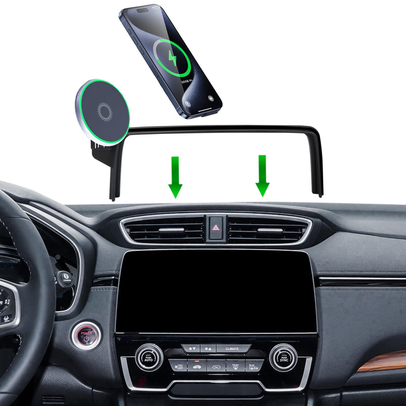 Car Phone Holder for 2017 2018 2019 2020 2021 2022 Honda CR-V Accessories 15W Fast Wireless Charger Screen Fixed Clip Cell Phone Mount Hands-Free 360 Degree Rotation (5/7 Inch) fit for 2017-2022 Honda CRV(5/7 Inch Screen)