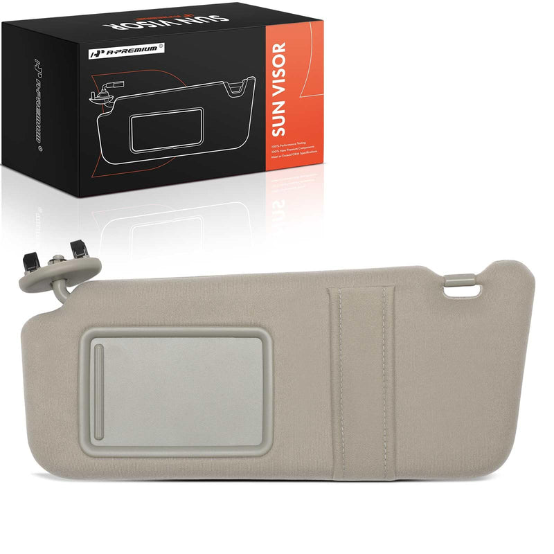 A-Premium Driver Left Side Sun Visor Compatible with Toyota Camry 2007-2011 - Without Vanity Light, with Vanity Mirror, Without Sunroof, Gray Color - Replaces 7432006780B0, 74320-06780-B0 Left Driver Side