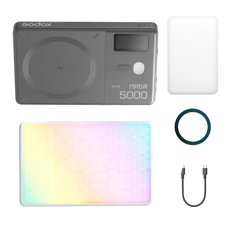 GODOX MA5R RGB LED Phone Light,Magnetic Charging Full-Color Mini On Camera Video Lights,Selfie Lighting for Photography/TikTok/Vlog/Video Black