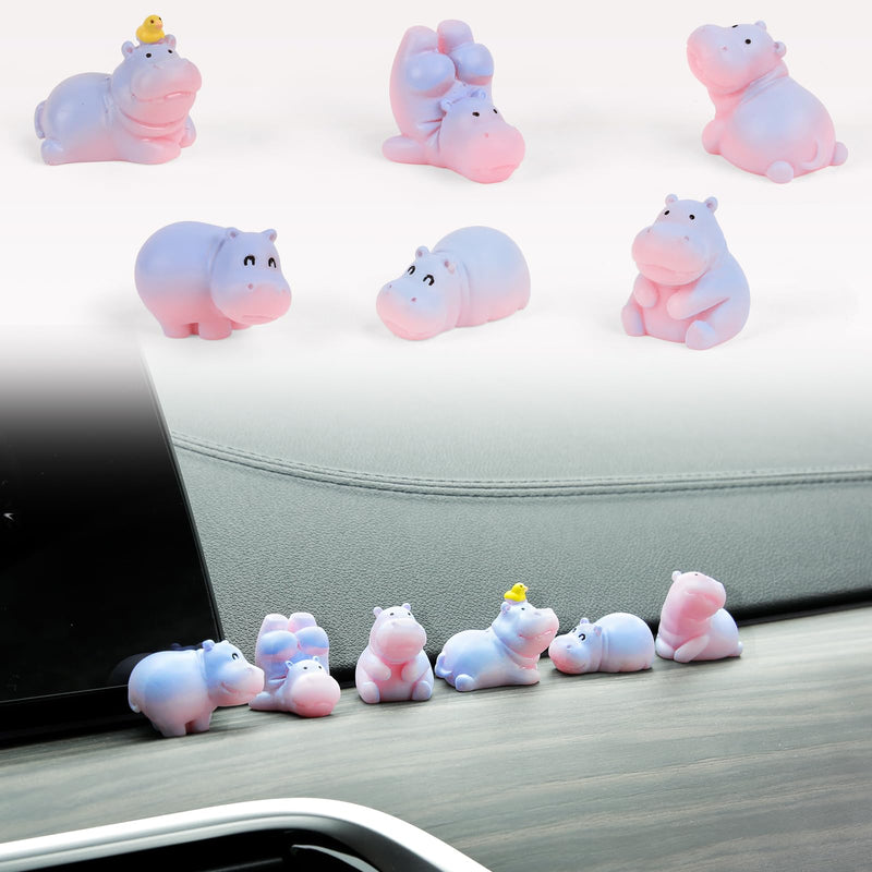 YGMONER Mini Hippopotamus Car Dashboard Figurines Set of 6 Cute 1inch Hippo Car Decorations Kawaii Car Interior Decor Accessories Gifts for Hippo Lover