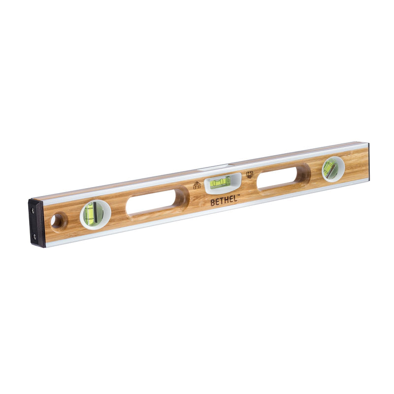 BETHEL 24-inch Bamboo Level, Mortar Adhesion Resistant Light Level, with Double Curved Acrylic Leveling Tubes for Masonry Applications and General Leveling