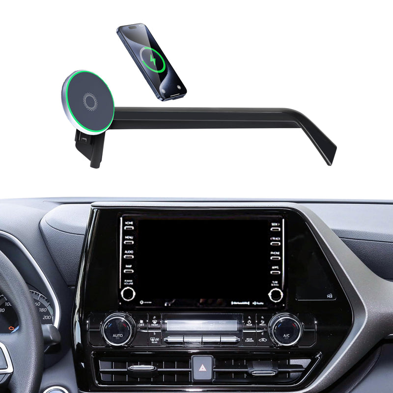 Car Phone Mount for 2020-2025 Toyota Highlander 8" Screen Accessories | MagSafe 15W Fast Wireless Charger Cell Phone Holder,360° Rotatable 3D Fit Navigation Clip-On Cradle,will Not Block Air Vents fit for 2020-2026 Toyota Highlander(8 Inch Screen)