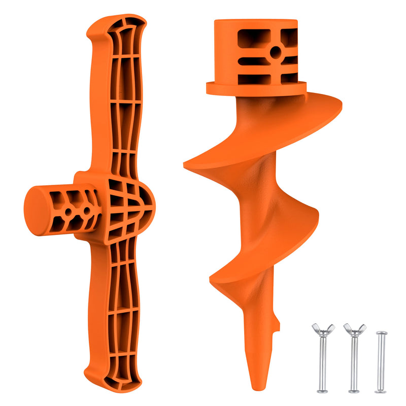 itayak Sand Dock Auger Kit for PVC Sandbar Anchors, Fits 1.5" SCH 40 PVC Tubing (ID 1.57''), T-Handle + Auger Set Only, PA66+30% GF, Orange 1pack