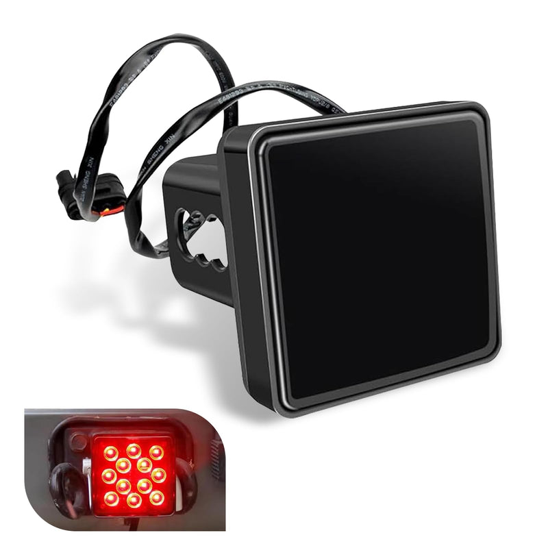 MLY 1 PC 15 LED Hitch Cover, Waterproof Trailer Hitch Cover, Square Tow Tail Light, Universal Brake Light Fit for 2 Inch Towing Receiver (Black)
