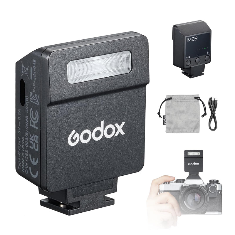 Godox M22 Mini Camera Flash | Ultra-compact lightweight for portable shooting.