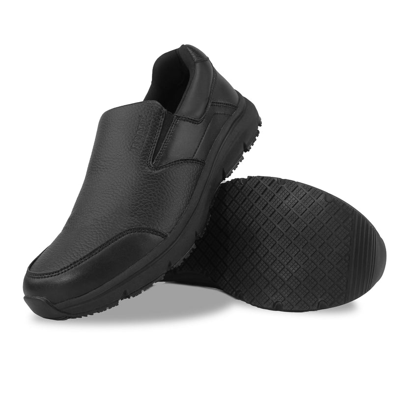 Jacata Non Slip Black Work Shoes for Women Food Service Womens Water Slip Resistant Leather Slip on Chef Walking Shoes for Restaurant Kitchen Sneakers 8