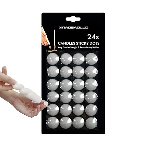 Taper Candle Wax Dots - 24pcs Spiral Candle Sticky Dots White Candles Adapter Small Candlestick Adhesive,Soft Wax for Any Candles Holder Accessories-White White 24