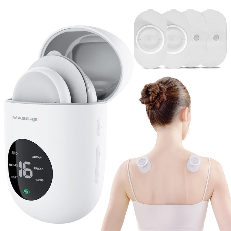 TENS Unit - Wireless Muscle Stimulator for Pain Relief, Dual Channel 16 Intensity Tens EMS Machine, LED-Display Rechargeable Cordless Portable Massager for Feet, Leg, Shoulder, Lower Back, Neck White