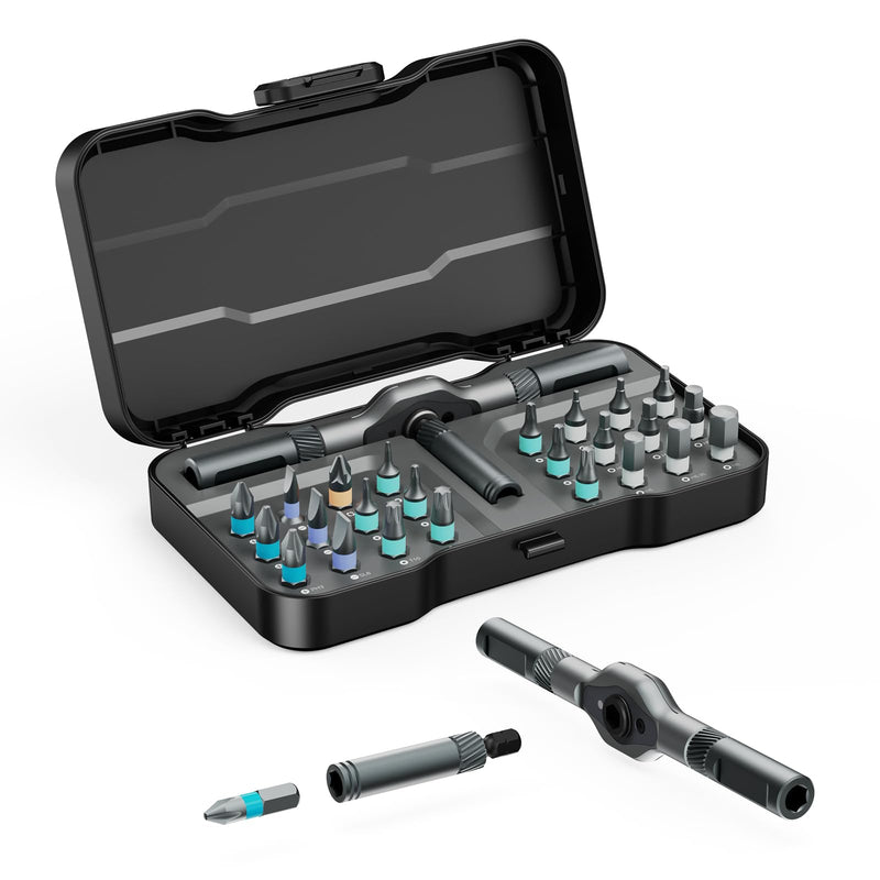 24 in 1 Magnetic Screwdriver Set, DIY Ratchet Screwdriver Set, Multi Bit Magnetic Drive Set with Detachable Ratchet Handle, Portable Precision Repair Tool Kit for Furniture Computer Bicycle 24 IN 1