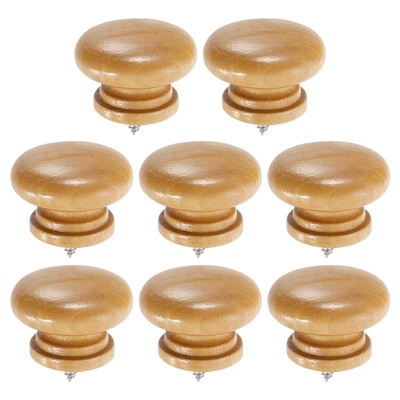 uxcell 8Pcs Round Wood Drawer Knob, 1.54" x 1.06" Self-Tapping Solid Wood Handle Round Cabinet Knob Mushroom Shape Wooden Knobs for Furniture Dresser Wardrobe, Wood Color 1.54" x 1.06"