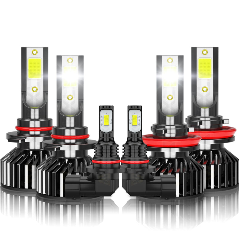 Compatible for 2013 2014 2015 2016 2017 2018 Ram 1500 Lights 2500 3500 without Projector, 6000K High Beam Low Beam Fog Lights, Plug n Play 6PCS Compatible for 2013-2018 Ram