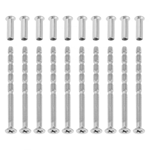 10 Set Door Handle Hardware Lever Handle Screws Connecting Bolts & Sleeves M4 x 60mm, Phillips Drive Flat Countersunk Head Fixing Cutting Slot Articulated Screw
