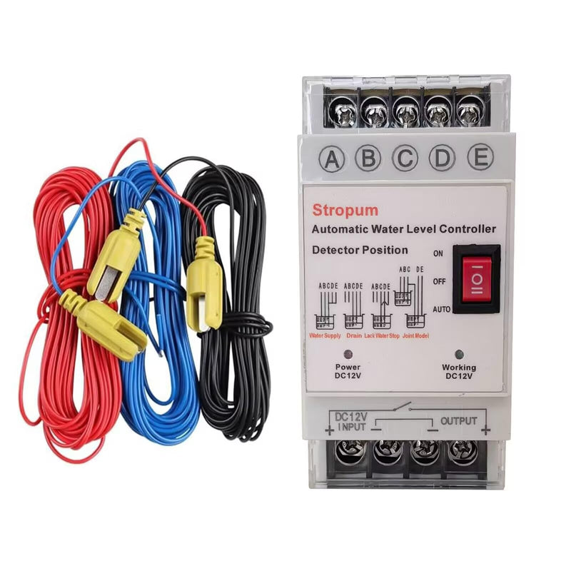 DC 12V Automatic Water Level Controller Liquid Level Sensor Detector Pump Float Switch Control Relay with 6.5ft Detector GL-2 DC 12V