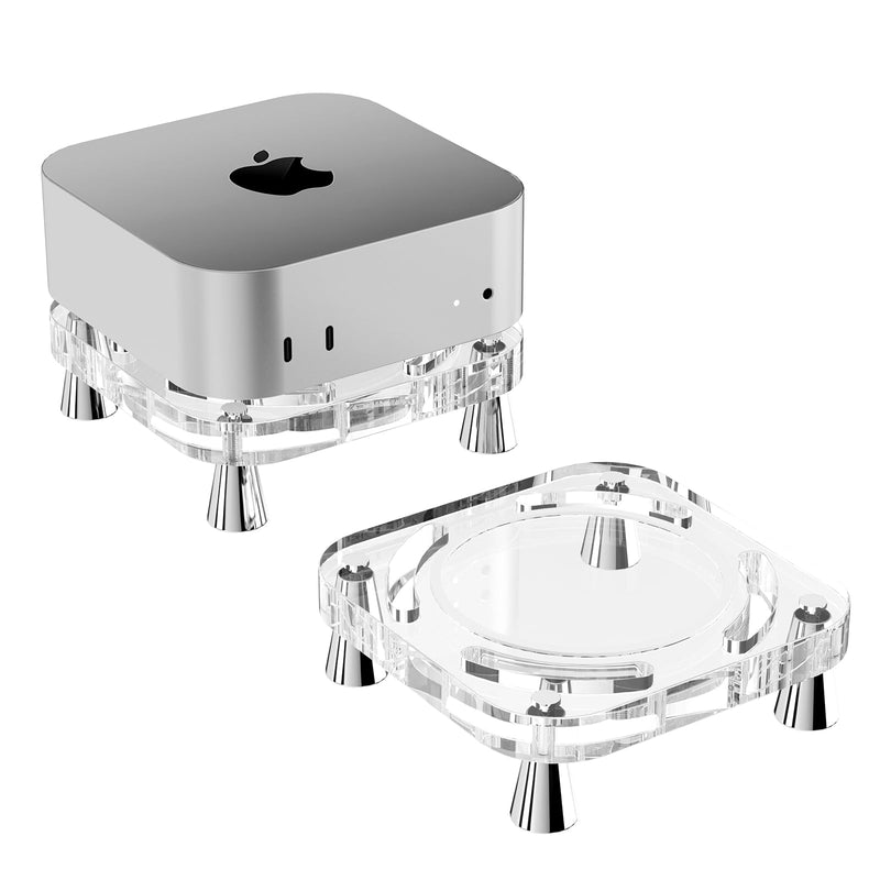 2024 Mac Mini M4 Stand Accessories,Clear Acrylic Desk Stand is Suitable for Mac Mini M4/M4 Pro Mount,The Cooling Pad and Dust Proof Base is Suitable for M4 Host, Upgrade Anti Slip (Clear) clear