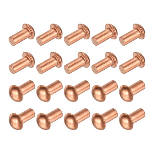 uxcell 30 Pcs Copper Solid Rivets, 5/16" x 5/8", Round Head, Copper Tone, Electrical Applications 5/16" x 5/8 "