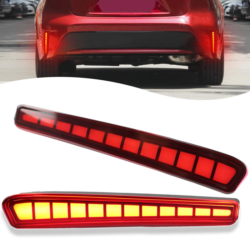 2PC Rear Bumper Reflectors Light,Brake Tail Light Lamps Compatible with Toyota Corolla 2020-2025 LE SE XSE XLE,Amber LED Reflector Turn Signal Lights Kit (RED) RED