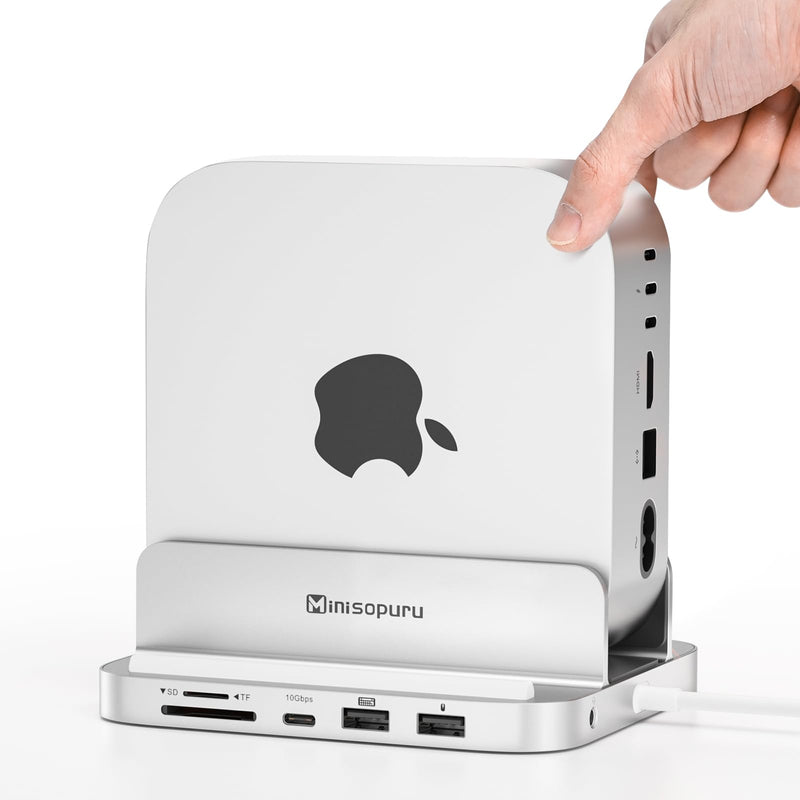 Minisopuru iExpandMate MINI218B PRO Mac mini M4 Dock & Stand with M.2 NVMe SSD Enclosure, 10Gbps USB C/A, TF& SD, 2X USB A 2.0, Audio Jack, 8 in 1 Mac mini Hub for M4/M4 Pro 2024
