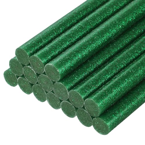 uxcell 16pcs Mini Hot Glue Gun Sticks 4 inch x 0.27 inch Small Glue Sticks for Glue Gun, 7 x 100mm Glitter Dark Green 0.27 x 4 inch