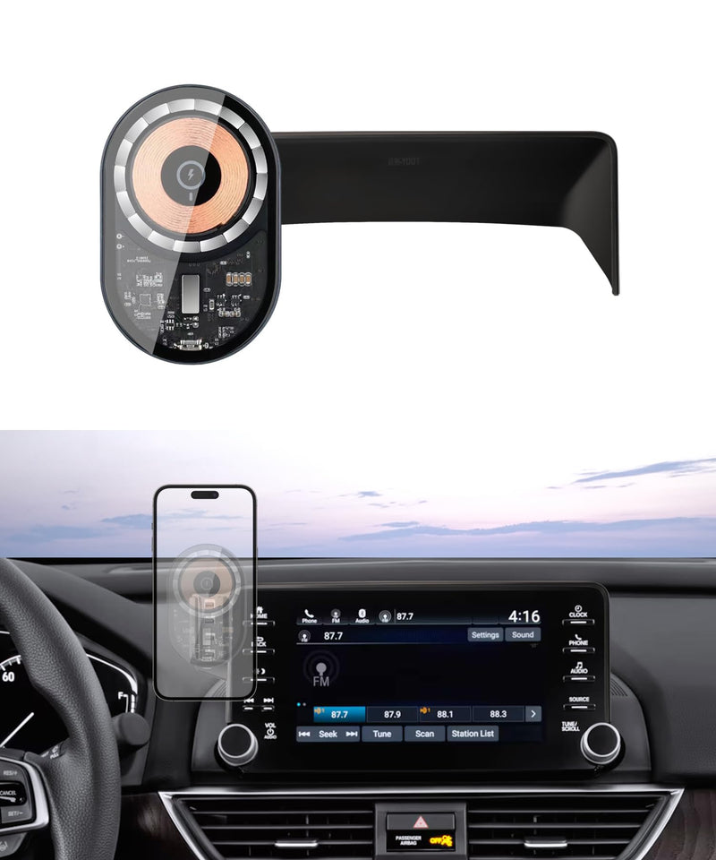 Wireless Charging car Phone Holder for Honda Accord 2018-2022 Accessories 8 inch Screen Fixed Clip,360° Rotation car Phone Mount Compatible with MagSafe