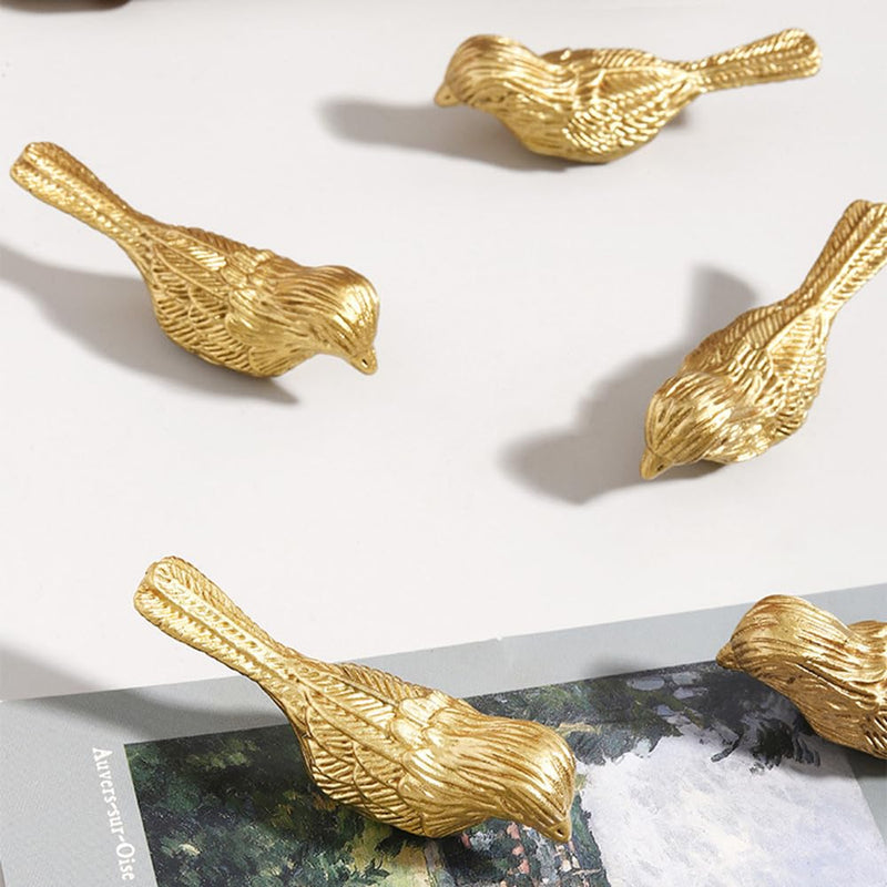 Gold Cabinet Knobs, Bird Shape Cabinet Drawer Knobs Handles, Zinc Alloy Gold Animal Knobs for Dresser for Home Kitchen, 4 Pack