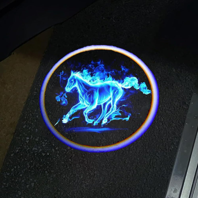 2Packs Car Door Lights Car Door Shadow Lights Projector Welcome Courtesy Lights fit for Bronco Mustang Accessories -Blue b-blue