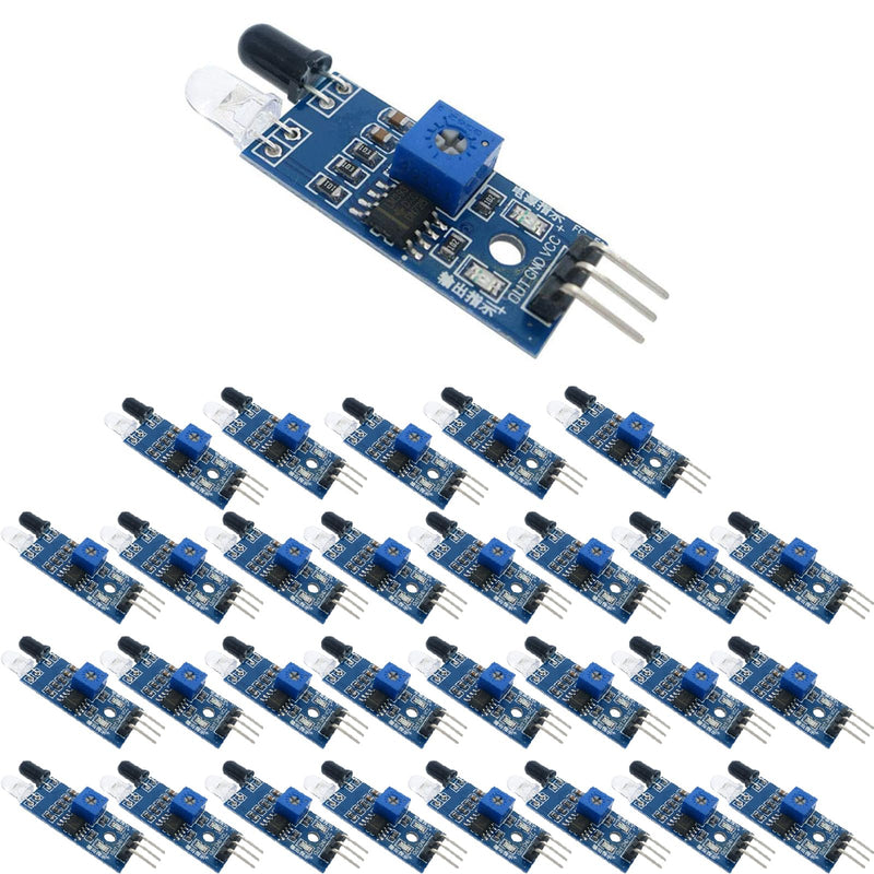 30 Pieces IR Infrared Obstacle Avoidance Sensor Module for Arduino Smart Car Robot 3-Wire Reflective Photoelectric for Arduino Smart Car Robot