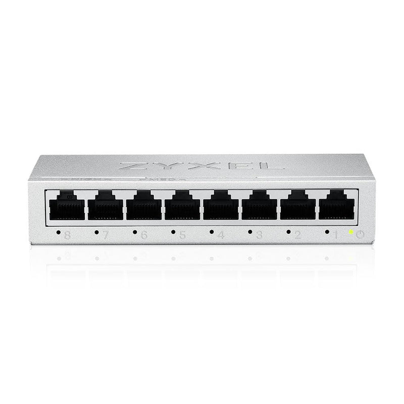 Zyxel 8-Port Gigabit Unmanaged Ethernet Switch, Ethernet Splitter, Desktop or Wall Mount [GS-108B v5] 8-Port | Metal