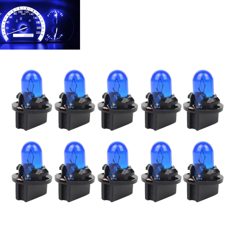 10 PCS Car T10 Instrument Light, Wedge 12V 5W Single-Filament Air Conditioning Indicator Light Brake Bulb, Mini Lamp for Dome License Plate Cluster Gauge Dash Lamp, Plug and Play (Blue) Blue 10 PCS