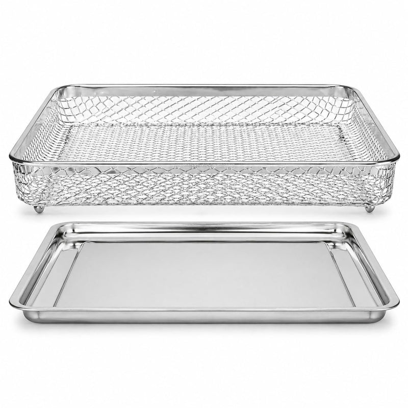 Univen Stainless Steel Upgraded Baking Tray Pan and Air Fryer Basket Compatible with Cuisinart Airfryer TOA-26 TOA-28