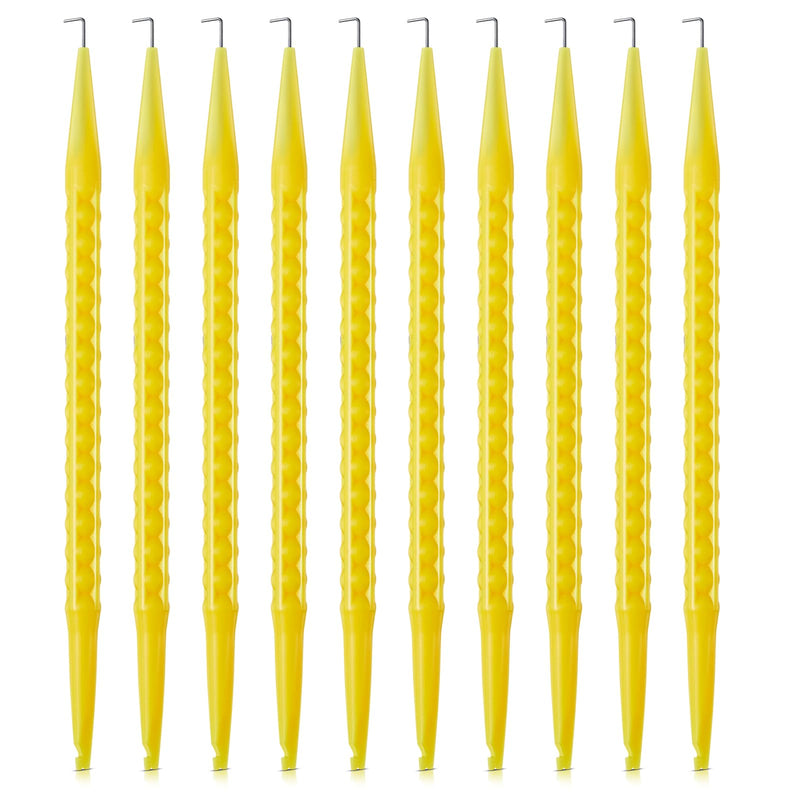 Daifunli 10 Pcs Probe Pick Spudger Tools Bulk Nylon with L-Shaped Wire Hook 7" Length for Telecom Data Communication and Alarm Installers(Yellow) Yellow