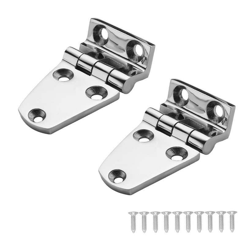 Heavy Duty Marine Boat Hatch Hinges 316 Stainless Steel, Offset Short Side Hinges, Sturdy Deck Cabinet Door Hinges with Screws (2-Pack) 2.125 x 1.5"