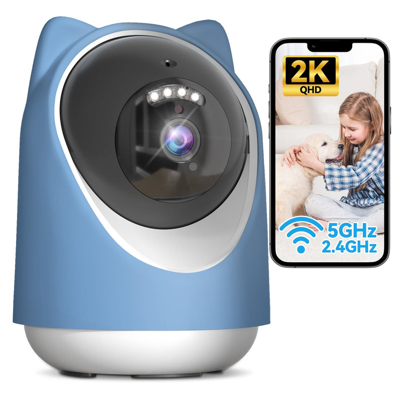 Security Camera Indoor,Wi-Fi &Two-Way Audio,Indoor Camera for Home,Baby/Dog/Cat/Pet Camera with Phone app,Night Vision,Motion Tracking, Compatible with Alexa (Blue) Blue