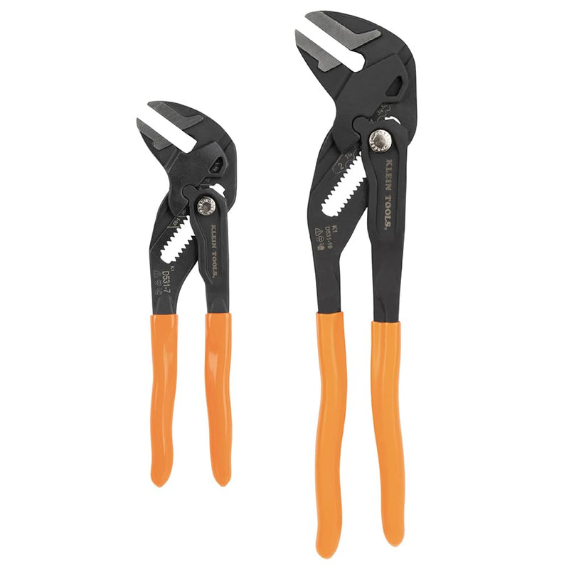 Klein Tools D53102KIT Adjustable Pliers Wrench Set, Compact High-Leverage Parallel Smooth Jaw Pliers, 7-Inch and 10-Inch, 2-Piece