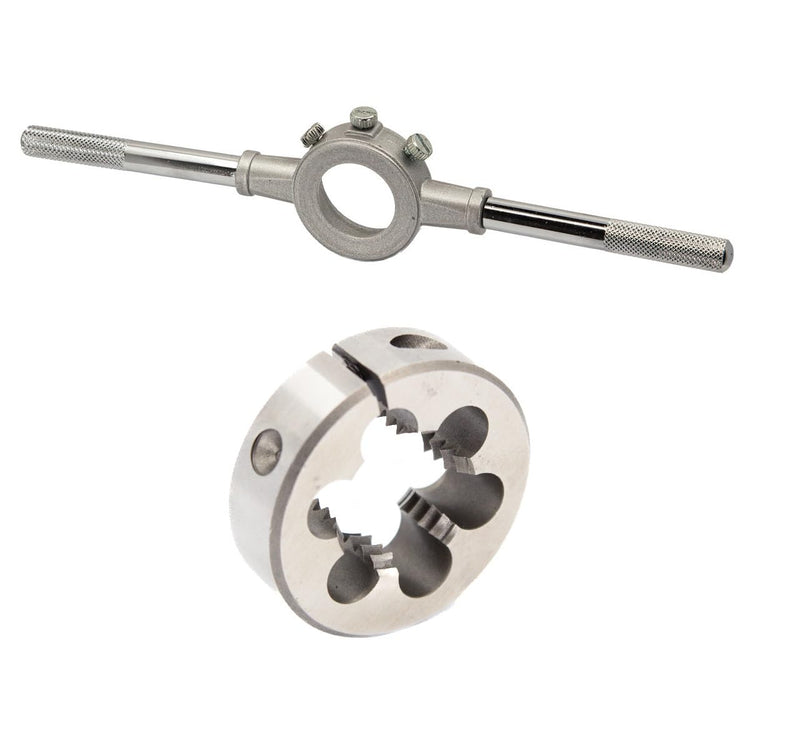 Drill America 3/4"-11-1/2 2" OD HSS NGH Garden Hose Round Die with Matching Die Handle (Wrench), Die Stock 3/4" NGH