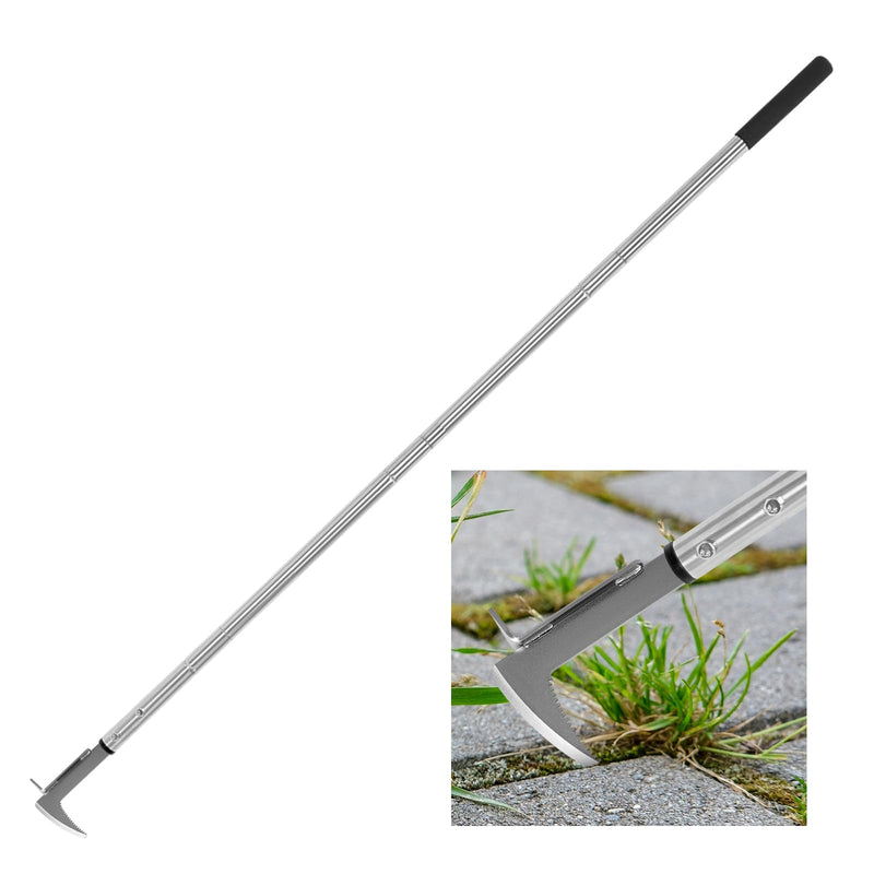 BARAYSTUS Crack Weeder, Stainless Steel Manual Crevice Weeding Tool, Long Handle Weed Grabber Remover, L-Shaped Manual Weeder Puller, Durable Crevice Weeding Tool for Sidewalk Garden Patio Lawn Adjustable Length (25.6"/41"/55")