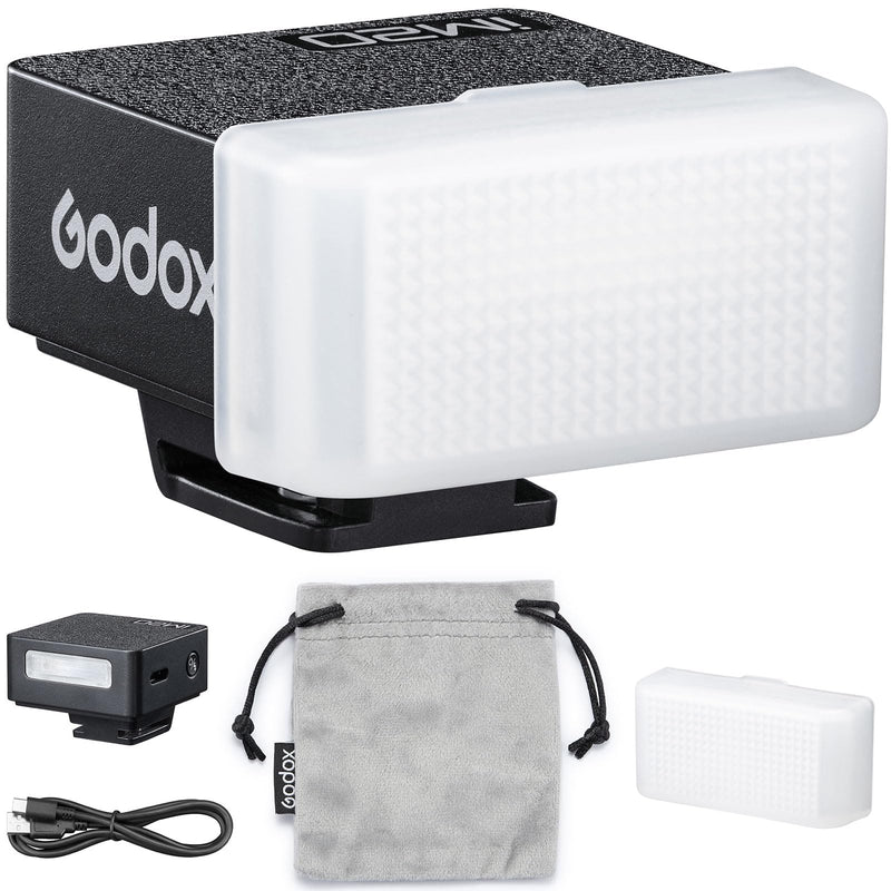 Godox IM20 Mini Flash with Diffuser for Canon, Nikon, Sony, Fuji, Olympus Single-Contact Hotshoe Cameras – Built-in USB-C Charging Battery, 230 Flashes, 5-Level Power Adjustment, Black iM20 Black