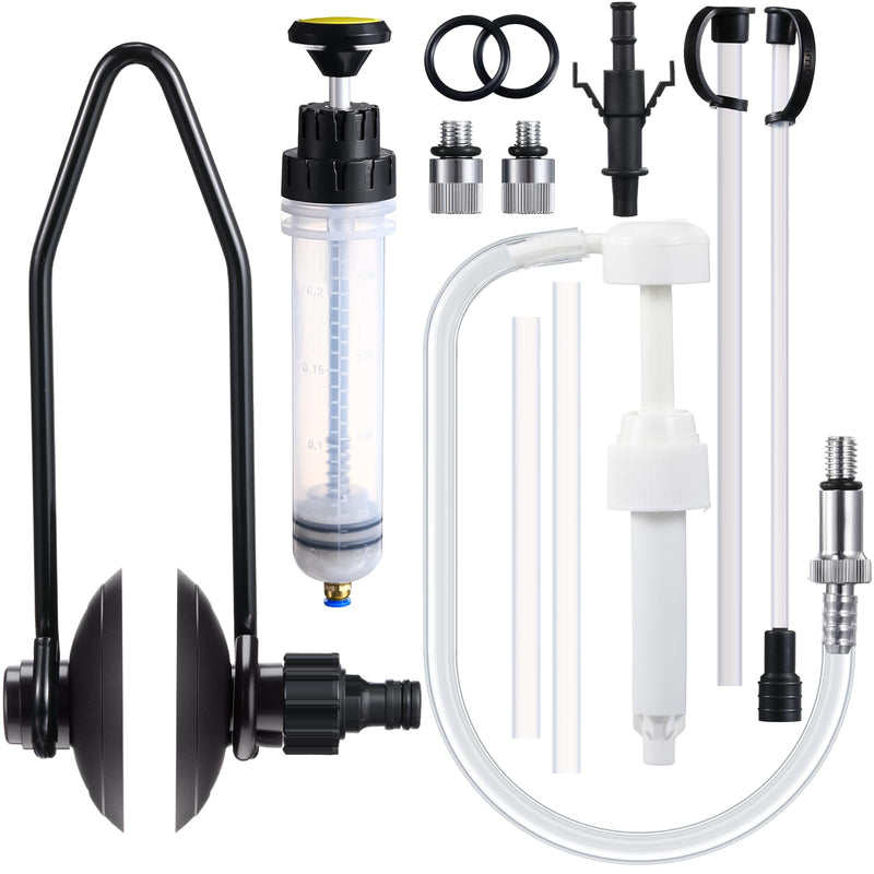 Threlaco 3 Pcs Summer Outboard Motor Flusher, Lower Unit Oil Pump and Fluid Extractor Set Double Sided Boat Ear Muffs Engine Motor Flusher Fluid Pump for Most Marine Outboard Motors Round