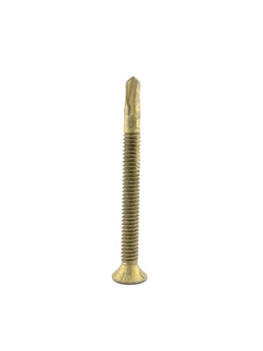 #14 x 2-3/4" Premium Screws, Rust Resistant, Branze Flat Torx Star Drive Head Exterior Coated Self-Drilling Wood to Metal Dura-Screws (1 LB, 35 PCS) 1 LB